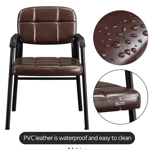 Lot De 2 Chaises Visiteur Avec Accoudoir Chaise D’accueil Rembourré En Similicuir, Brun