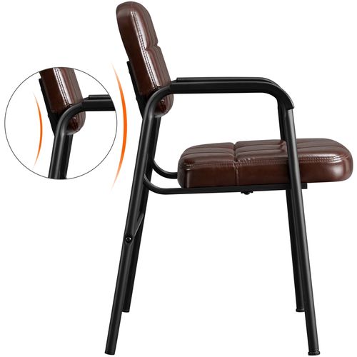 Lot De 2 Chaises Visiteur Avec Accoudoir Chaise D’accueil Rembourré En Similicuir, Brun