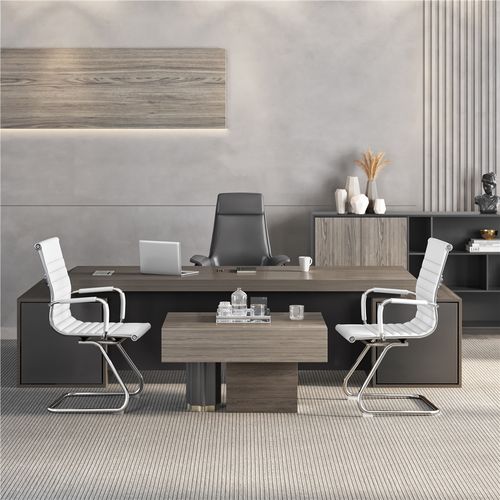 Lot De 2 Chaises Visiteur En Similicuir Avec Accoudoir Recouverts Et Base En Métal, Blanc