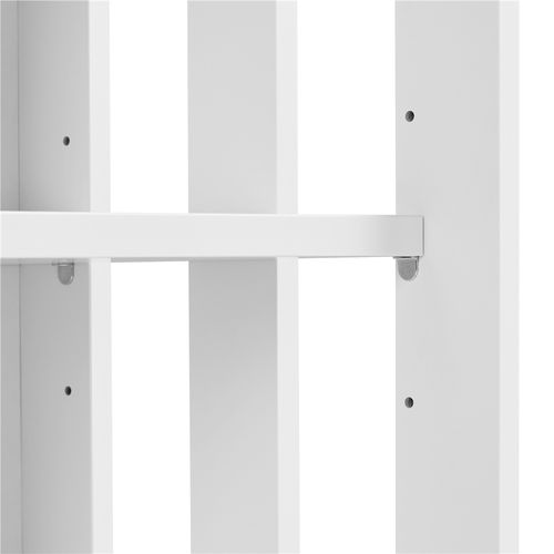 Buffet En Bois Avec 2 Portes Coulissantes Et Étagère Réglable En Hauteur, Blanc