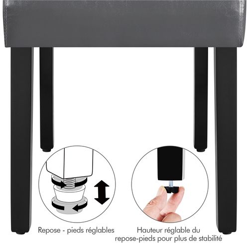 Lot De 4 Chaises De Salle à Manger Haut Dossier Capitonné Et Assise Rembourrées, Gris