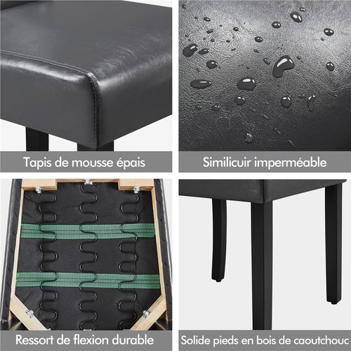 Lot De 6 Chaises De Salle à Manger Haut Dossier Capitonné Et Assise Rembourrées, Gris