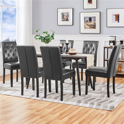 Lot De 6 Chaises De Salle à Manger Haut Dossier Capitonné Et Assise Rembourrées, Gris