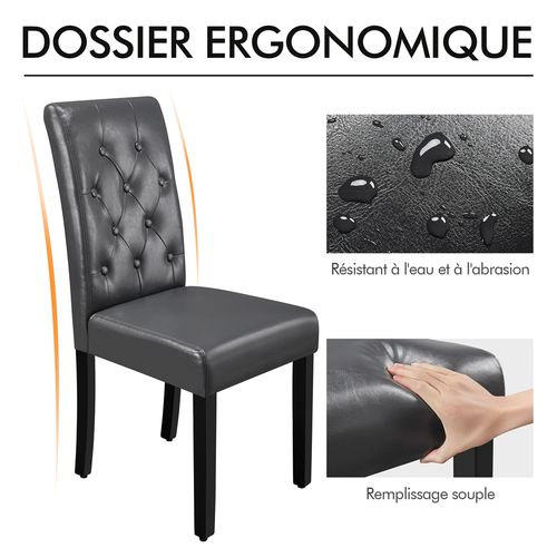 Lot De 6 Chaises De Salle à Manger Haut Dossier Capitonné Et Assise Rembourrées, Gris