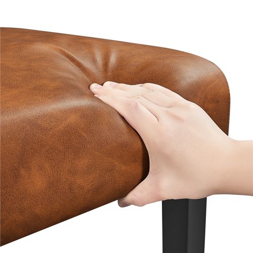 Lot De 6 Chaises De Salle à Manger Haut Dossier Capitonné Et Assise Rembourrées, Brun Rustique