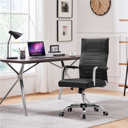 Chaise De Bureau En Similicuir Fauteuil De Direction Inclinable Et Réglable En Hauteur Noir