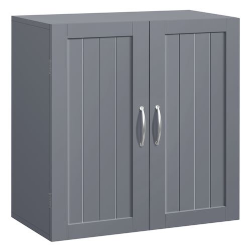 Armoire Murale En Bois Avec Doubles Portes Et Étagère Réglable En Hauteur, Gris Foncé