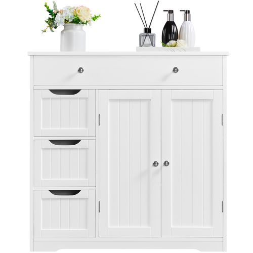 Armoire Meuble Rangement Salle De Bain Cuisine Toilette Chambre En Bois Sur Pied 81× 30× 81,5 Cm