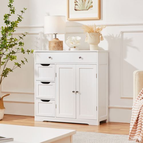 Armoire Meuble Rangement Salle De Bain Cuisine Toilette Chambre En Bois Sur Pied 81× 30× 81,5 Cm