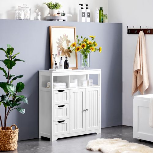 Armoire Meuble Rangement Salle De Bain Cuisine Toilette Chambre En Bois 80,5 × 30 × 86,5 Cm, Blanc
