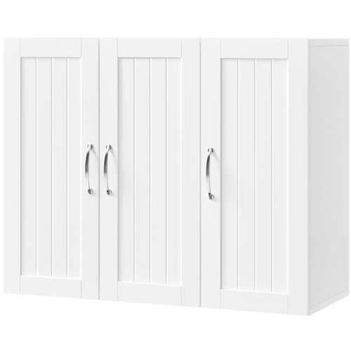 Armoire Murale Salle De Bain Scandinave à 3 Portes Avec Étagères Réglables En Hauteur, Blanc