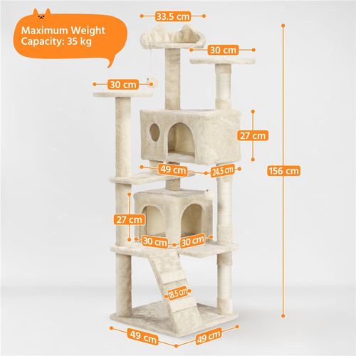 Arbre à Chat Avec Jouets Cachettes Griffoirs En Sisal Rampe Tour Pour Chatons, Beige