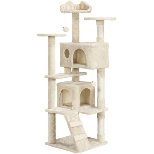 Arbre à Chat Avec Jouets Cachettes Griffoirs En Sisal Rampe Tour Pour Chatons, Beige