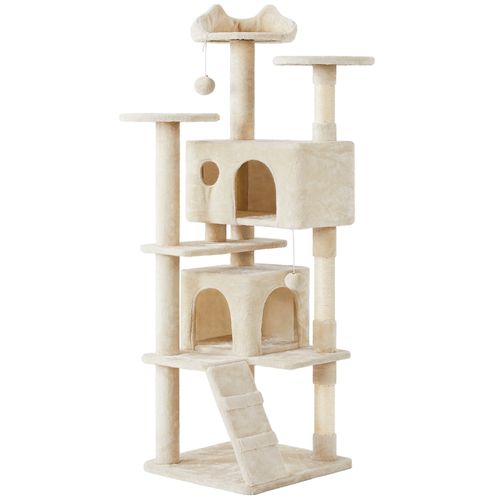 Grand Arbre à Chat Multiniveau Avec Poteaux En Sisal Cachettes Perchoirs Griffoir, Beige