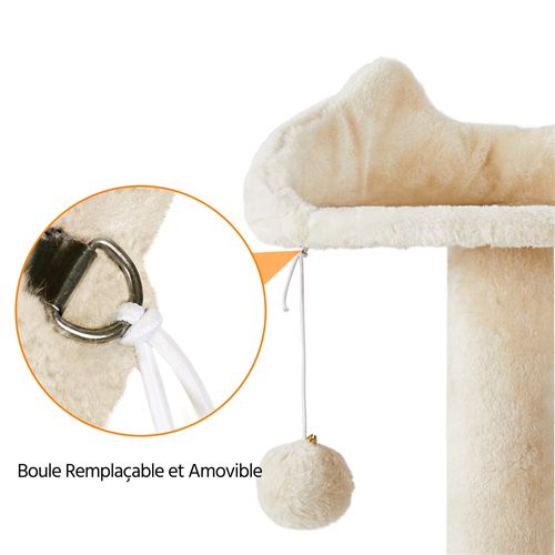 Grand Arbre à Chat Multiniveau Avec Poteaux En Sisal Cachettes Perchoirs Griffoir, Beige