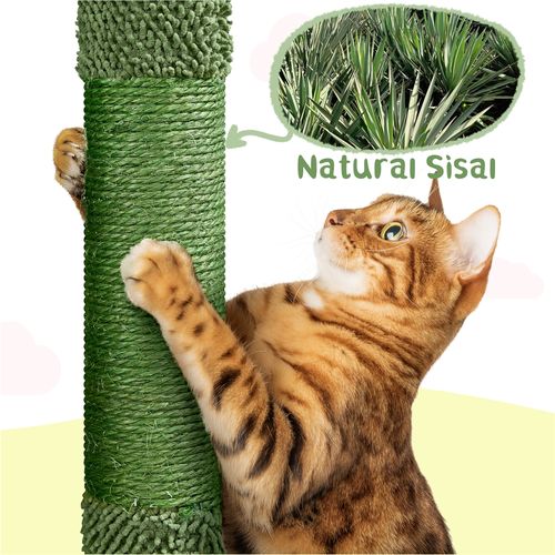 Arbre à Chat Multiniveau En Tissu Moppy Avec Cachette à 2 Niveaux 3 Perchoirs, Vert/jaune