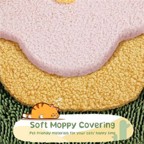 Arbre à Chat Multiniveau En Tissu Moppy Avec Cachette à 2 Niveaux 3 Perchoirs, Vert/jaune