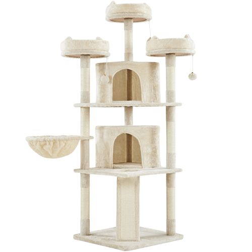 Arbre à Chat XXL Maison Pour Chat Confortable Avec Poteaux En Sisal Niches Perchoirs, Beige