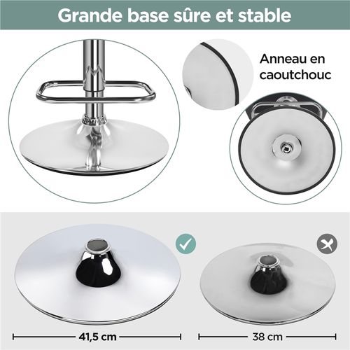 Lot De 2 Tabourets Chaises De Bar Design Capitonné En Similicuir Assise Réglable En Hauteur, Gris