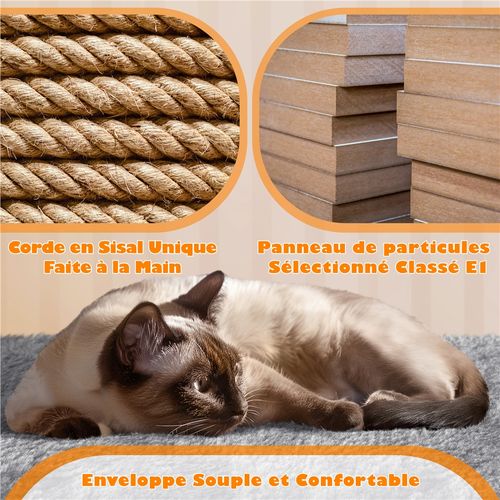 Arbre à Chat Multiniveau Griffoir Pour Chat Avec 2 Perchoirs 2 Grottes Lit Hamac, Gris Clair