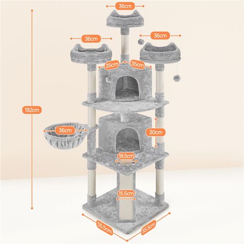 Arbre à Chat XXL Multiniveau Avec Poteaux En Sisal Griffoir Niches Perchoirs, Gris Foncé