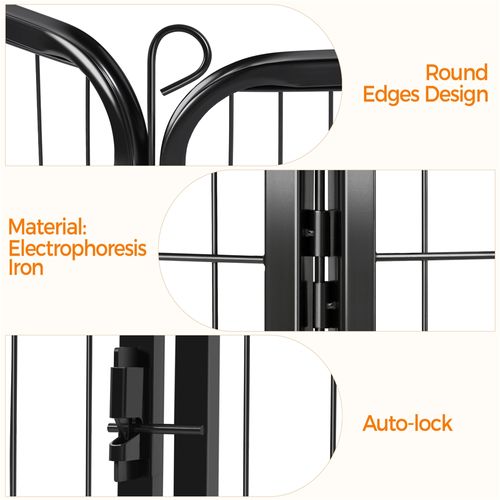 Parc Pour Chien En 8 Panneaux Enclos Pour Animaux De Compagnie En Métal, 60 Cm De Haut Noir