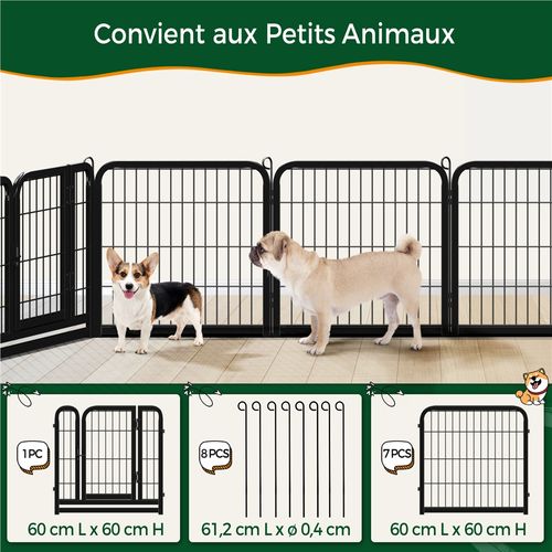 Parc Pour Chien 8 Panneaux Enclos Pour Chien En Métal Avec Porte Verrouillable, Noir