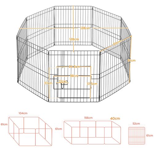 Parc Pour Chien En Métal Avec Porte Et Loquet Clôture Pour Chien à 8 Panneaux , Noir