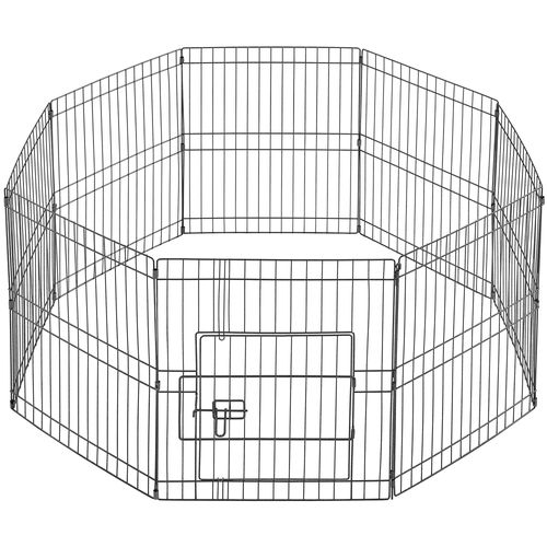 Parc Pour Chien En Métal Avec Porte Et Loquet Clôture Pour Chien à 8 Panneaux , Noir