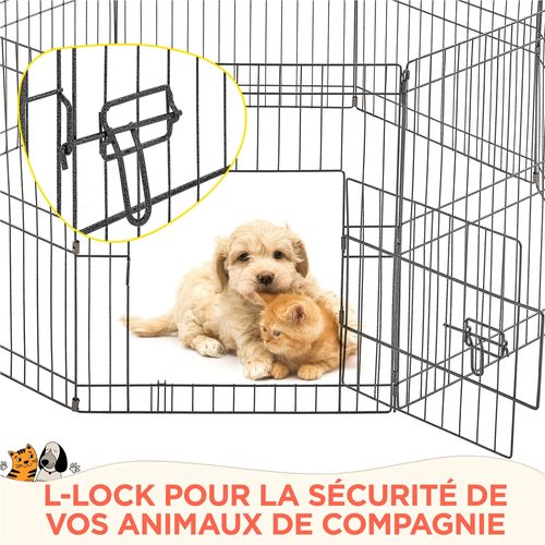 Parc Pour Chien En Métal Avec Porte Et Loquet Clôture Pour Chien à 8 Panneaux , Noir