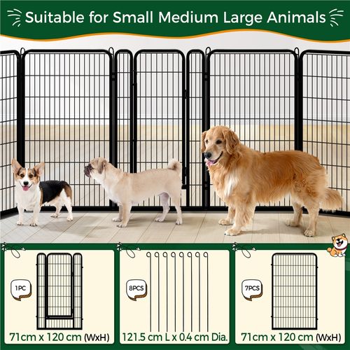 Parc Pour Chien Pliable En 8 Panneaux Parc Pour Chien En Métal Clôture Avec Porte, Noir