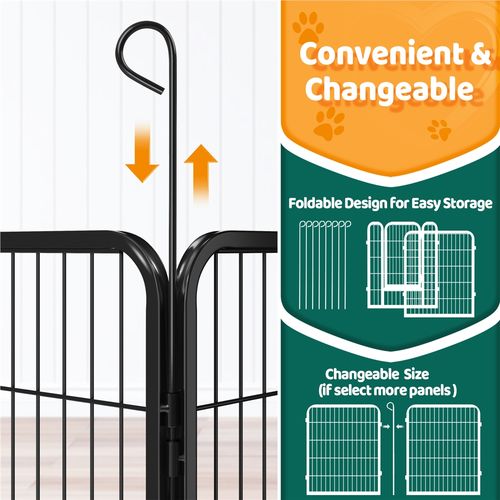 Parc Pour Chien En 12 Panneaux Intérieur Extérieur Avec Porte Verrouillable, 80 Cm De Haut Noir