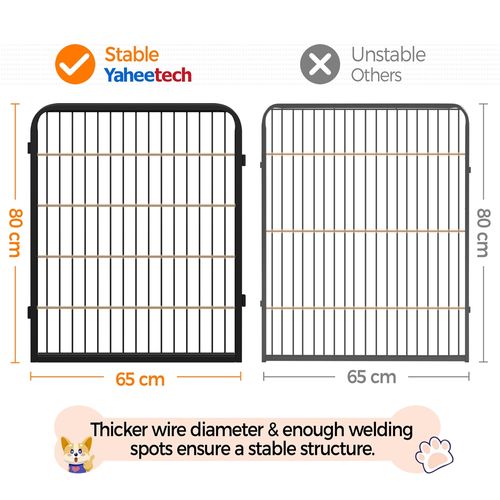 Parc Pour Chien En 12 Panneaux Intérieur Extérieur Avec Porte Verrouillable, 80 Cm De Haut Noir
