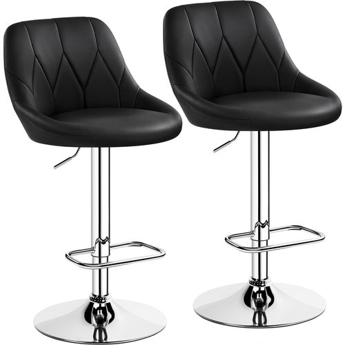 Lot De 2 Chaises De Bar En Similicuir Avec Assise Réglable En Hauteur Et Repose-pied, Noir