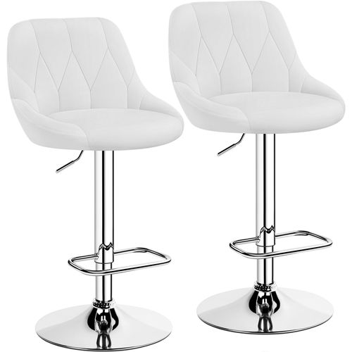Lot De 2 Chaises De Bar En Similicuir Avec Assise Réglable En Hauteur Et Repose-pied, Blanc