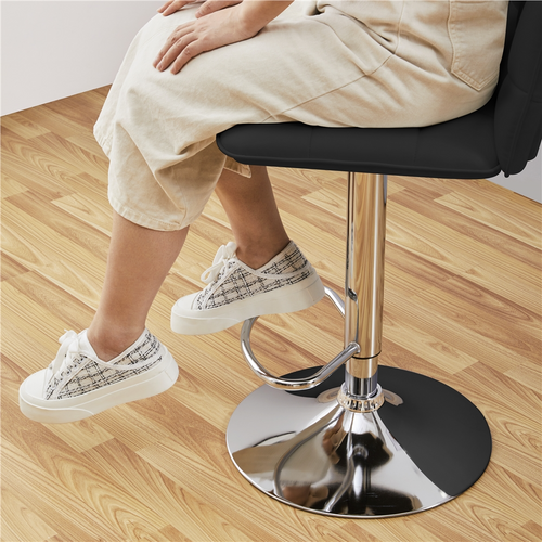 Lot De 2 Chaises De Bar Modernes Tabourets De Bar En Similicuir Réglables En Hauteur, Noir