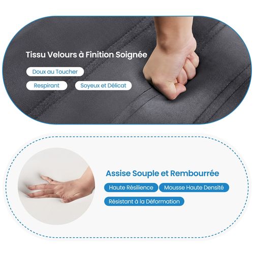 Lot De 2 Chaises De Cuisine Avec Dossier en Velours Design Pétales Et Pieds En Métal, Gris Foncé