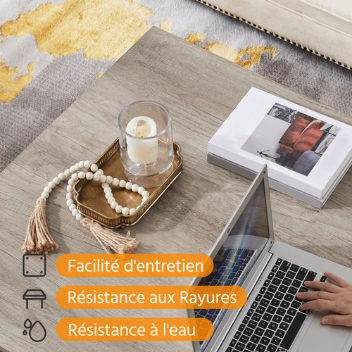 Table Basse Carrée Table De Salon En Bois Avec Rangement, Fonctionnelle, Moderne, Gris