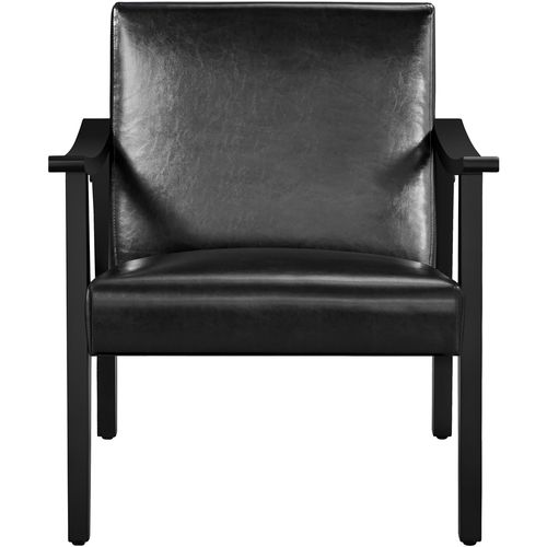 Fauteuil De Salon Moderne Du Milieu Du Siècle Chaise Rembourré En Similicuir, Noir