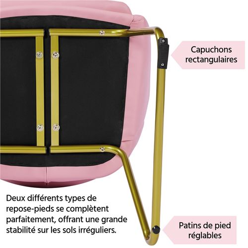 Fauteuil De Salon En Velours Polyester En Forme De Fleur Avec Pieds En Métal Doré, Rose Simple