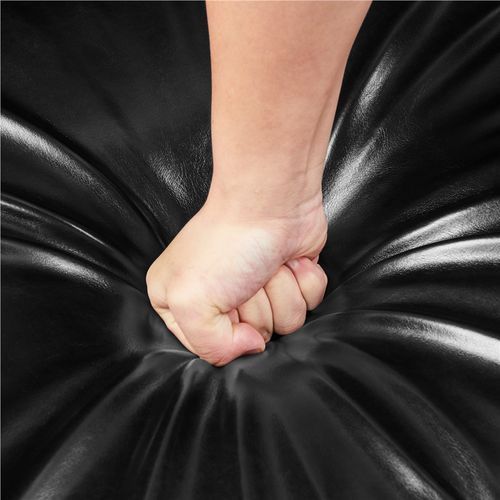 Fauteuil De Salon En Similicuir Avec Dossier Capitonné Et Pieds En Bois Massif, Noir