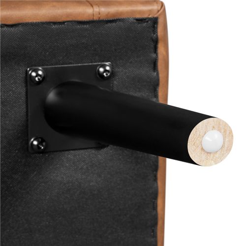 Fauteuil De Salon En Similicuir Avec Dossier Capitonné Et Pieds En Bois Massif, Brun Rustique