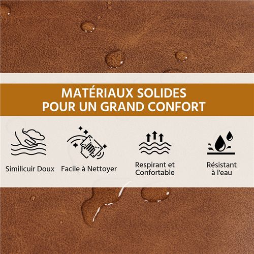 Fauteuil De Salon Moderne Rembourré En Similicuir Avec Dossier Capitonné, Brun Rustique