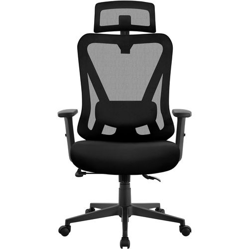 Chaise De Bureau Fauteuil De Bureau En Maille Appui-tête Support Lombaire Accoudoirs Réglables Noir
