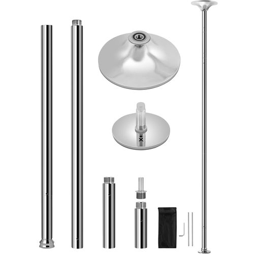 Barre De Pole Dance Statique Démontable Réglable En Hauteur De 216,5 Cm à 275 Cm, Argent