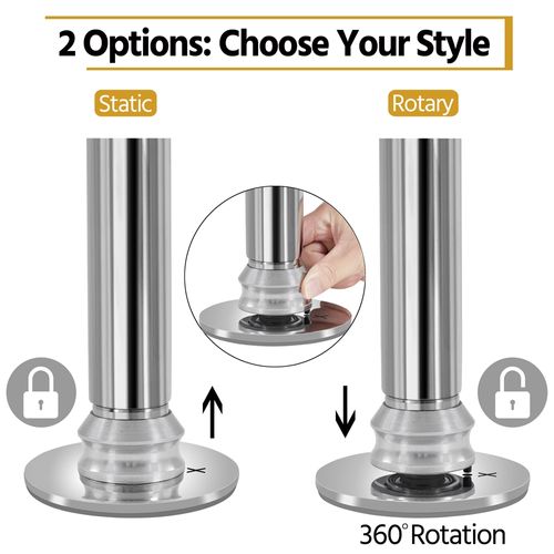 Barre De Pole Dance Statique Démontable Réglable En Hauteur De 216,5 Cm à 275 Cm, Argent