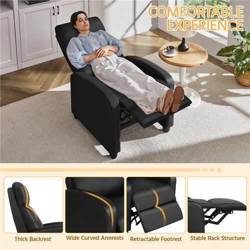 Fauteuil De Relaxation Avec Fonction De Couchage Similicuir Synthétique Noir