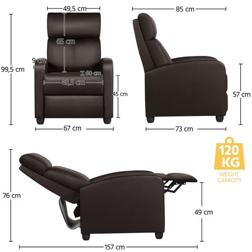 Fauteuil De Relaxation Avec Fonction De Couchage Similicuir Synthétique Brun