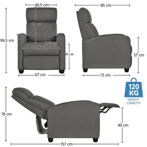 Fauteuil De Relaxation Petit Canapé Inclinable Fauteuil Convertible Pour Salon Gris