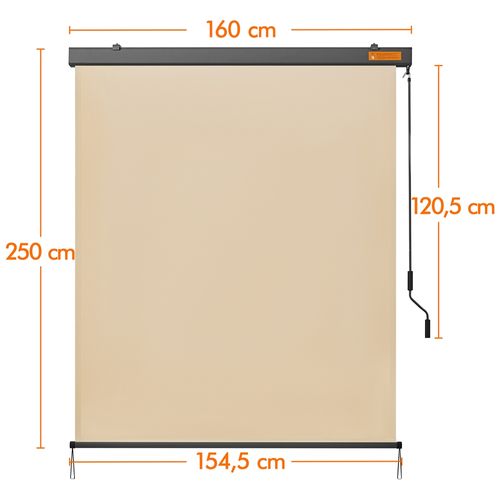 Store Enrouleur Jour Nuit Store Occultant Rétractable Avec Manivelle, Beige